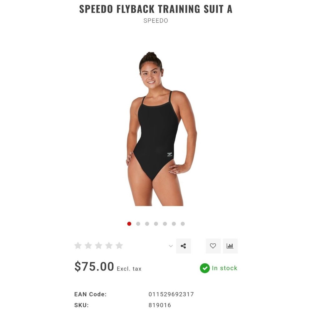 Speedo Solid Flyback Training Suit - Women's Black Size 26 NWT